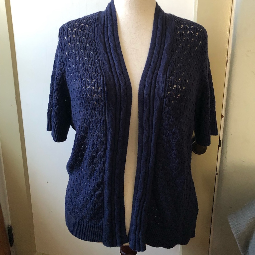 Croft & Barrow Navy Short Sleeve Open Cardigan